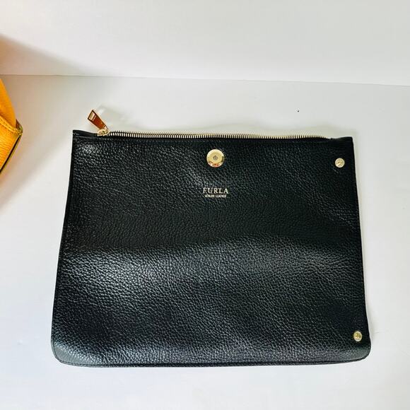 FURLA Eden Medium East West Tote Bag Mandarin Orange Pebbled Top Handle - Picture 9 of 11